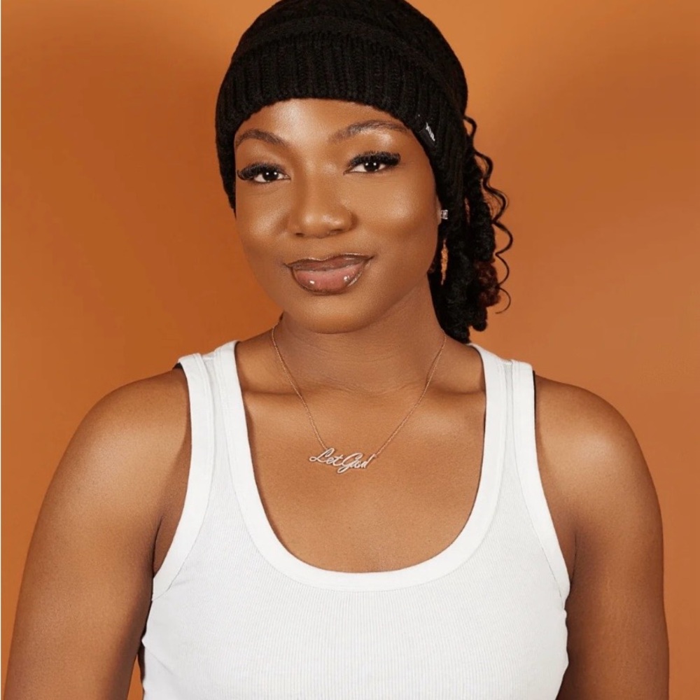 Kin Apparel Satin Lined Black Ponytail Beanie - Picture 2 of 8